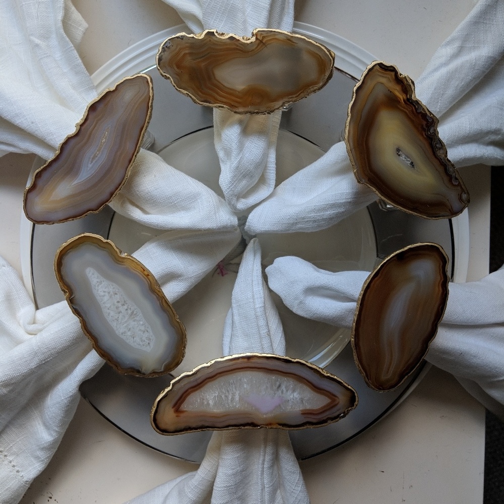 Lucite / Agate napkin rings